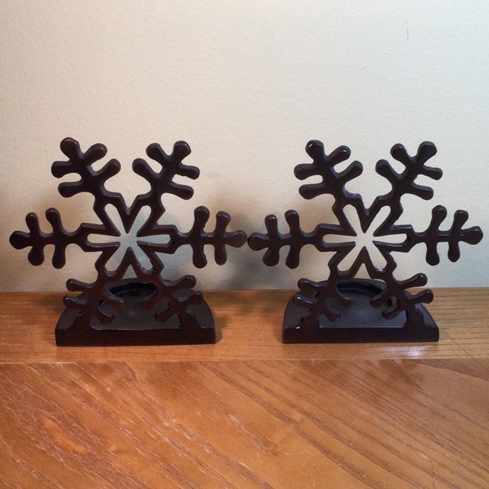 Snowflake Tea Light/Candle Holders; set of 2